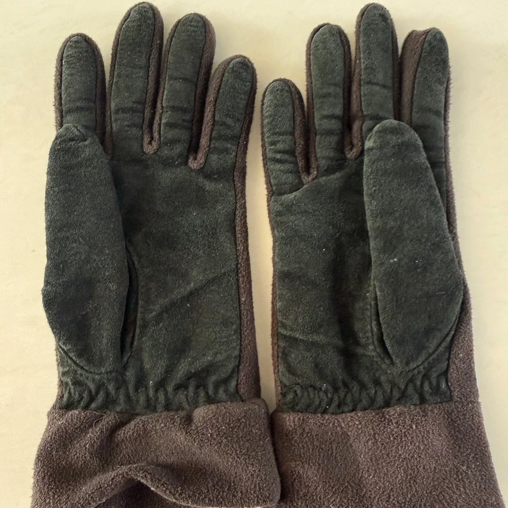 Womens Leather Winter Gloves Black Fleece‎ Lined Cold Weather Size S Soft Warm